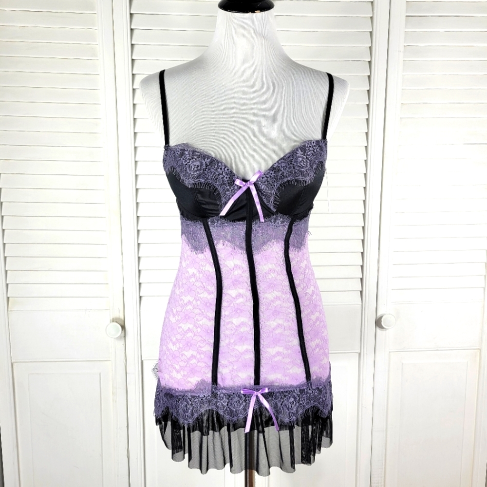 Native Intimates women 34C pink lace baby doll